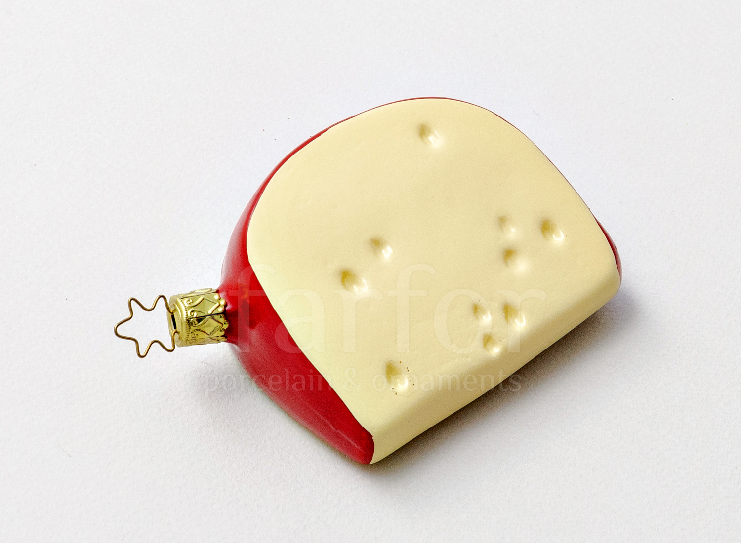 Елочная игрушка «Сыр» Стекло. 65 x 105 мм.