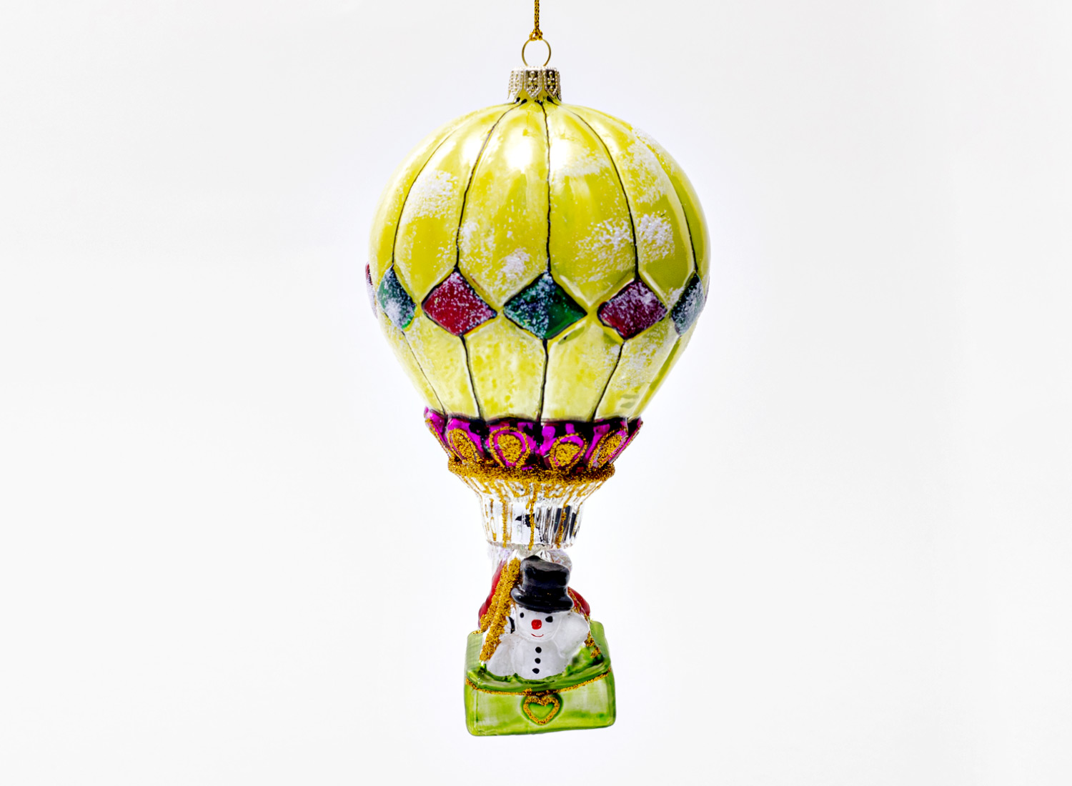 Елочная игрушка «Дед Мороз на воздушном шаре» Стекло. 105 x 105 x 195 мм.