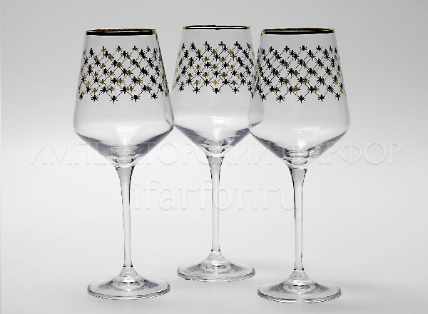 Набор бокалов для вина Сетка золото 6/6 Европейская