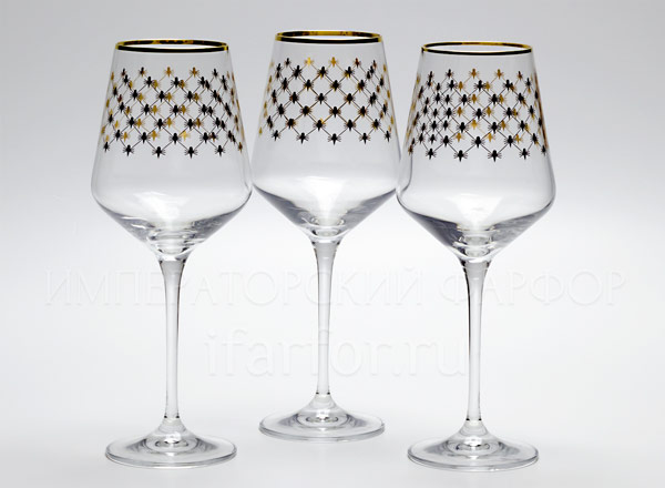 Набор бокалов для воды Сетка золото 6/6 Европейская
