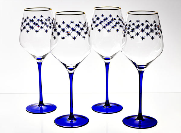 Набор бокалов для вина Кобальтовая сетка 4/4 Европейская