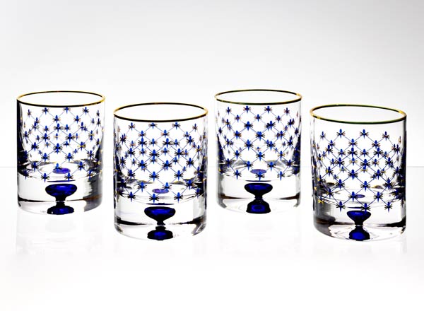 Набор стаканов для виски Кобальтовая сетка 4/4 Европейская