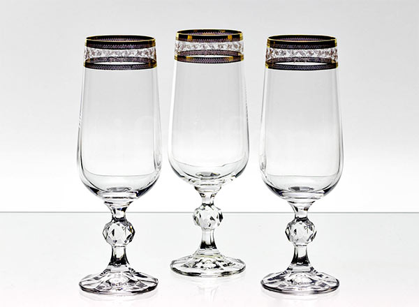 Goblets set for champagne Gold leaf 6/6 Клаудия