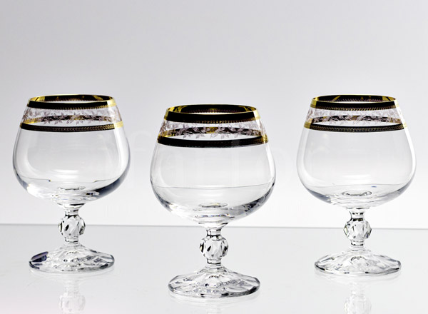 Goblets set for brandy Gold leaf 6/6 Клаудия