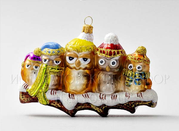 Елочная игрушка Совиная семья