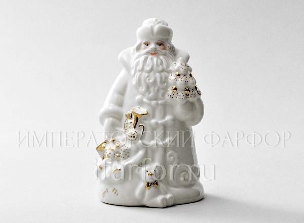 Скульптура Дед Мороз с игрушками Дед Мороз с игрушками белый с золотом