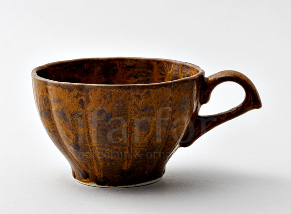 Cup tea Pumpkin relief brown 
