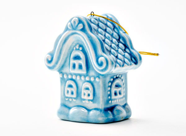 Елочная игрушка Домик бирюза