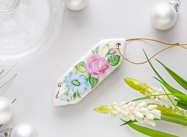 Елочная игрушка Конфета 19 Гжель краски золото