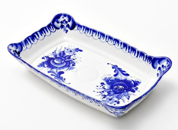 Лоток прямоугольный Гжель