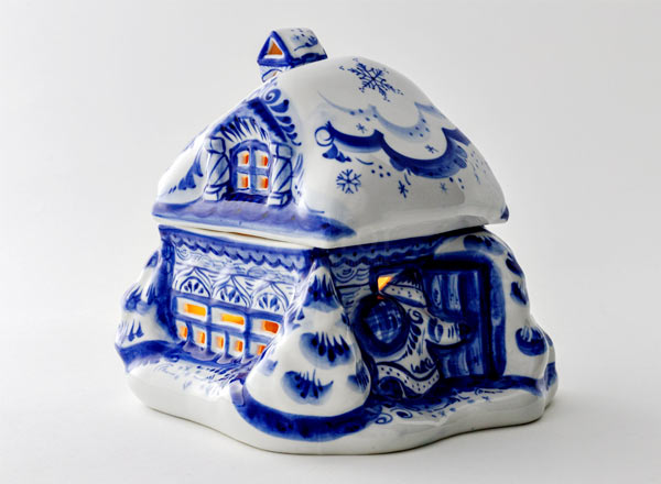 Подсвечник Гжель Зимовье