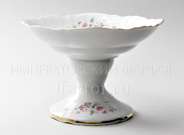 Ваза для фруктов на ножке Бернадотт Серая роза золото Бернадотт