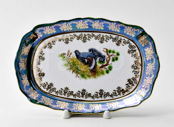 Блюдо прямоугольное Охота Зеленая Корона