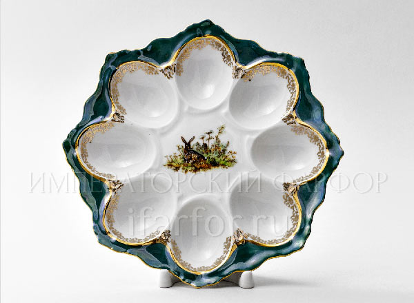 Поднос для яиц Охота Зеленая 22 Корона Круглый лоток на 8 яиц