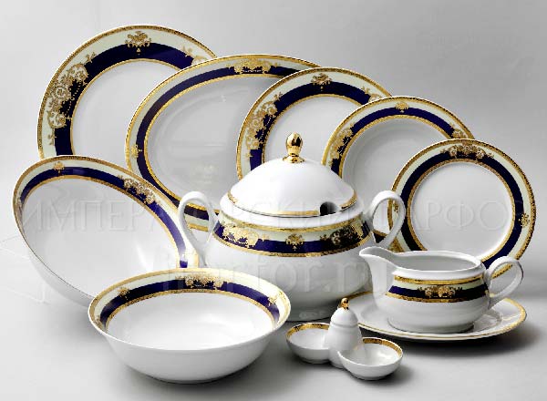 Сервиз столовый Кобальтовая лента 6/27 Яна