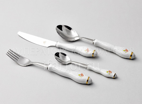 Набор столовых приборов Бернадотт 6/24 Бернадотт Синий глаз. Розовый цветок