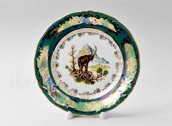 Тарелка десертная Охота Зеленая