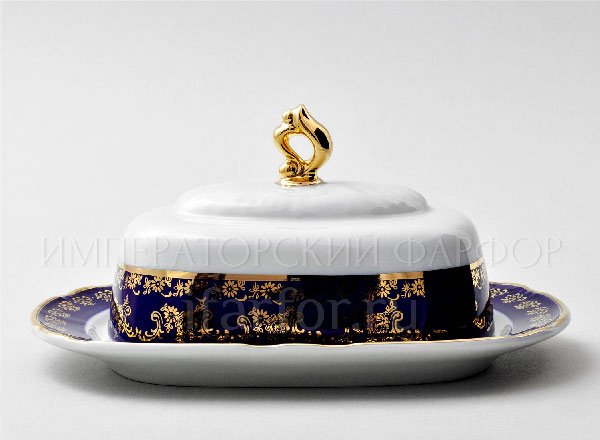 Масленка и крышка Констанция Полевой цветок Кобальт Констанция