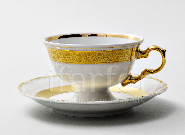 Cup and saucer Coffee Gold ribbon Maria
