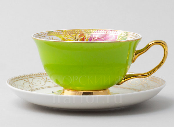 Cup and saucer tea Rainbow Green Royal Classics