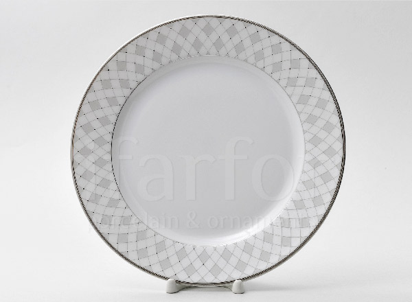 Тарелка мелкая Серая сетка Платина