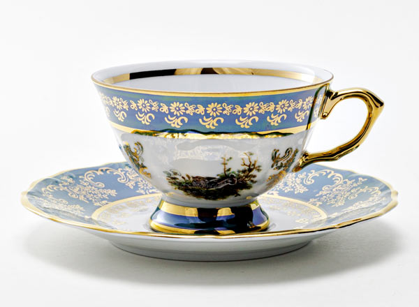 Чашка с блюдцем чайная Охота зеленая. Заяц Мария-Тереза