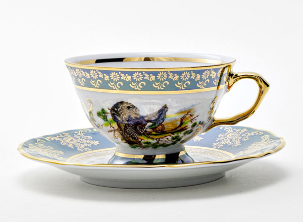 Чашка с блюдцем чайная Охота зеленая. Глухарь Мария-Тереза