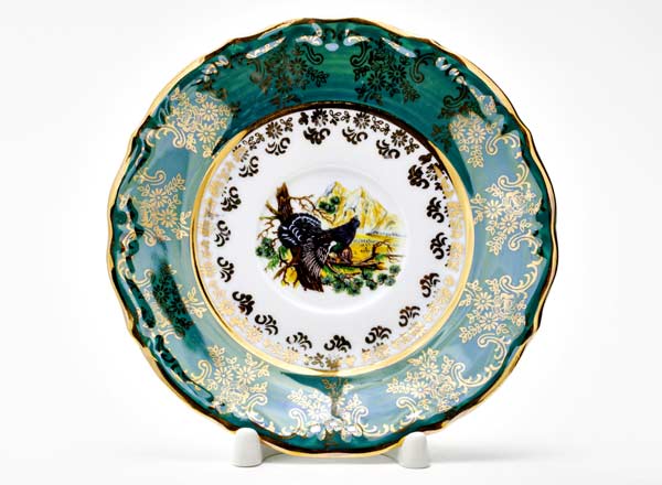 Блюдце чайное Охота зеленая. Глухарь Мария-Тереза