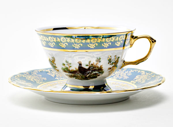 Чашка с блюдцем чайная Охота зеленая. Тетерев Мария-Тереза