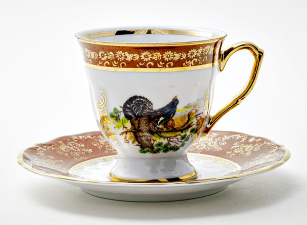 Чашка с блюдцем кофейная Охота Красная 1 Мария-Тереза