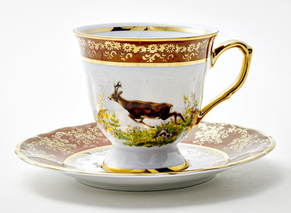 Чашка с блюдцем кофейная Охота Красная 5 Мария-Тереза