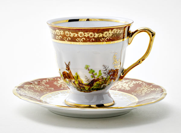 Чашка с блюдцем кофейная Охота Красная 6 Мария-Тереза