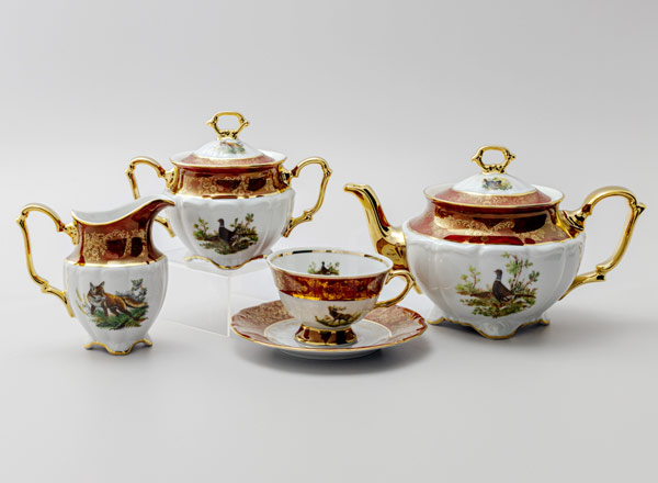 Сервиз чайный Охота Красная 6/15 Мария-Тереза