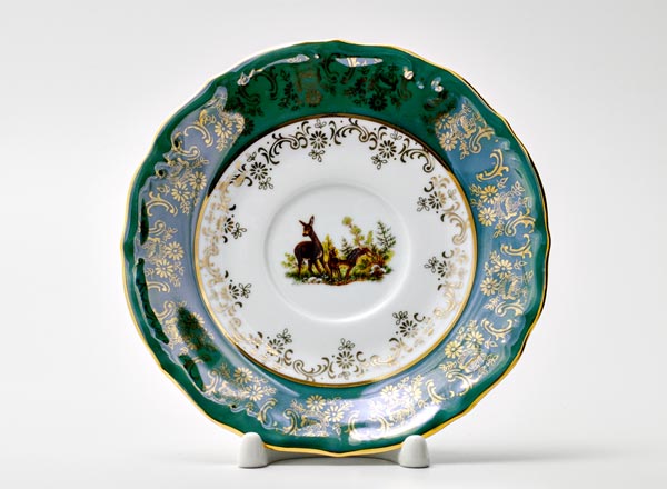 Блюдце кофейное Охота Зеленая 2 Мария-Тереза