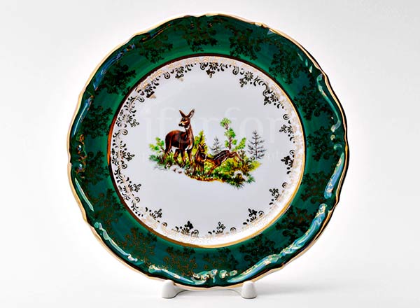 Тарелка плоская Охота Зеленая