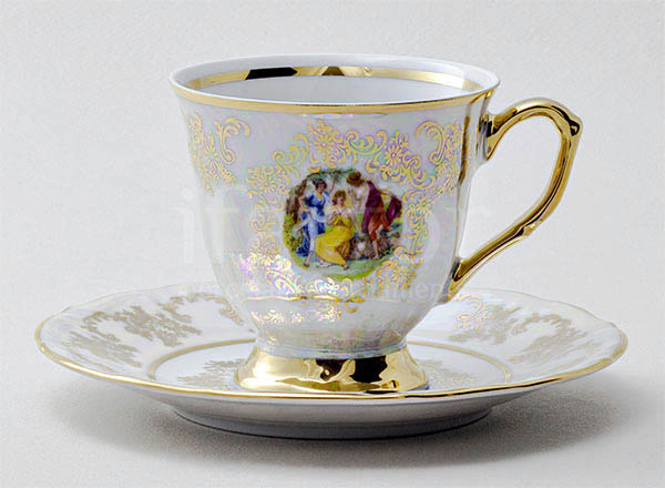 Чашка с блюдцем кофейная Мадонна Перламутр Мария-Тереза
