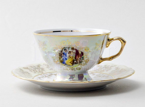 Чашка с блюдцем чайная Мадонна Перламутр Мария-Тереза