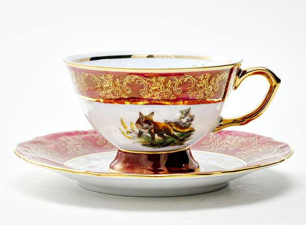 Чашка с блюдцем чайная Охота Красная 1 Мария-Тереза