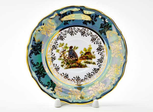 Блюдце чайное Охота Зеленая 2 Мария-Тереза