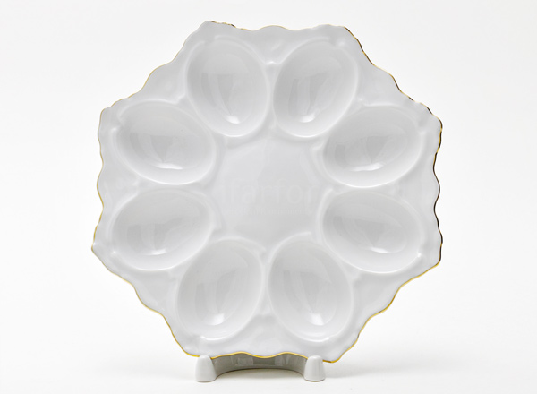 Поднос для яиц Белый узор Корона Круглый лоток на 8 яиц