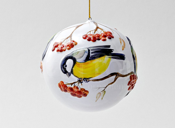 Елочная игрушка Шар большой рельефный Синички