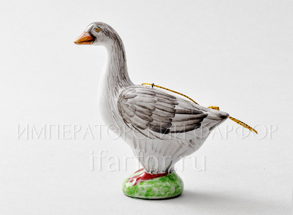 Елочная игрушка Гусь серый