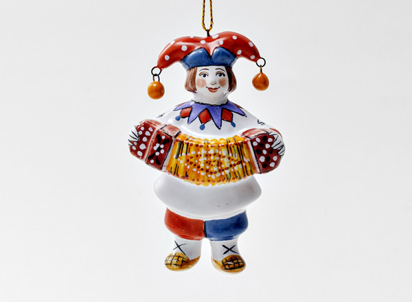 Елочная игрушка Скоморох с гармошкой