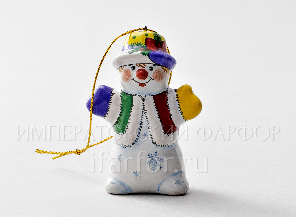 Елочная игрушка Снеговик в шляпе