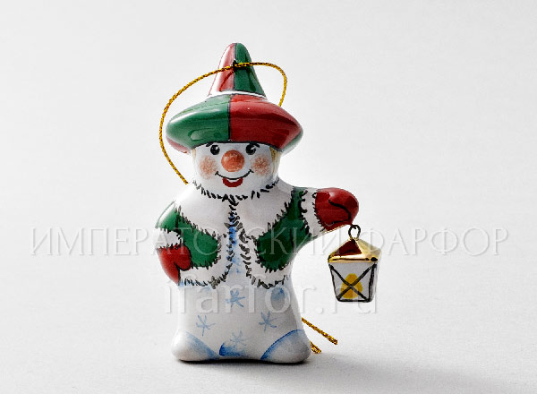 Елочная игрушка Снеговик с фонариком