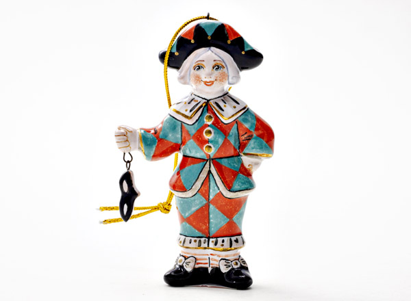 Елочная игрушка Золотой ключик. Арлекин с маской 1