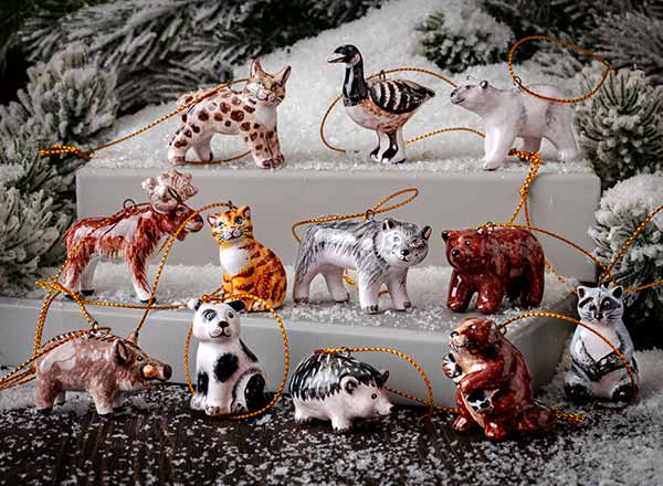 Set of Christmas tree toys in a gift box 165х165мм Little animals 