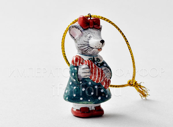 Елочная игрушка Мышка с конфеткой