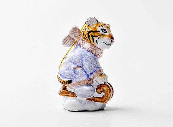 Елочная игрушка Тигренок на санках