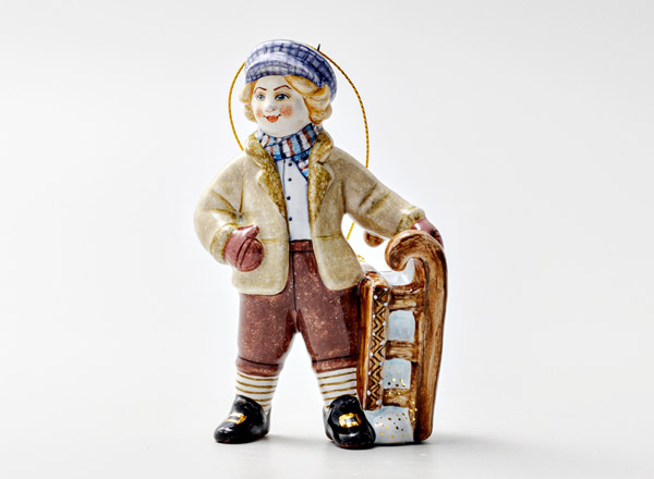 Елочная игрушка Кай Снежная королева. Кай с санками